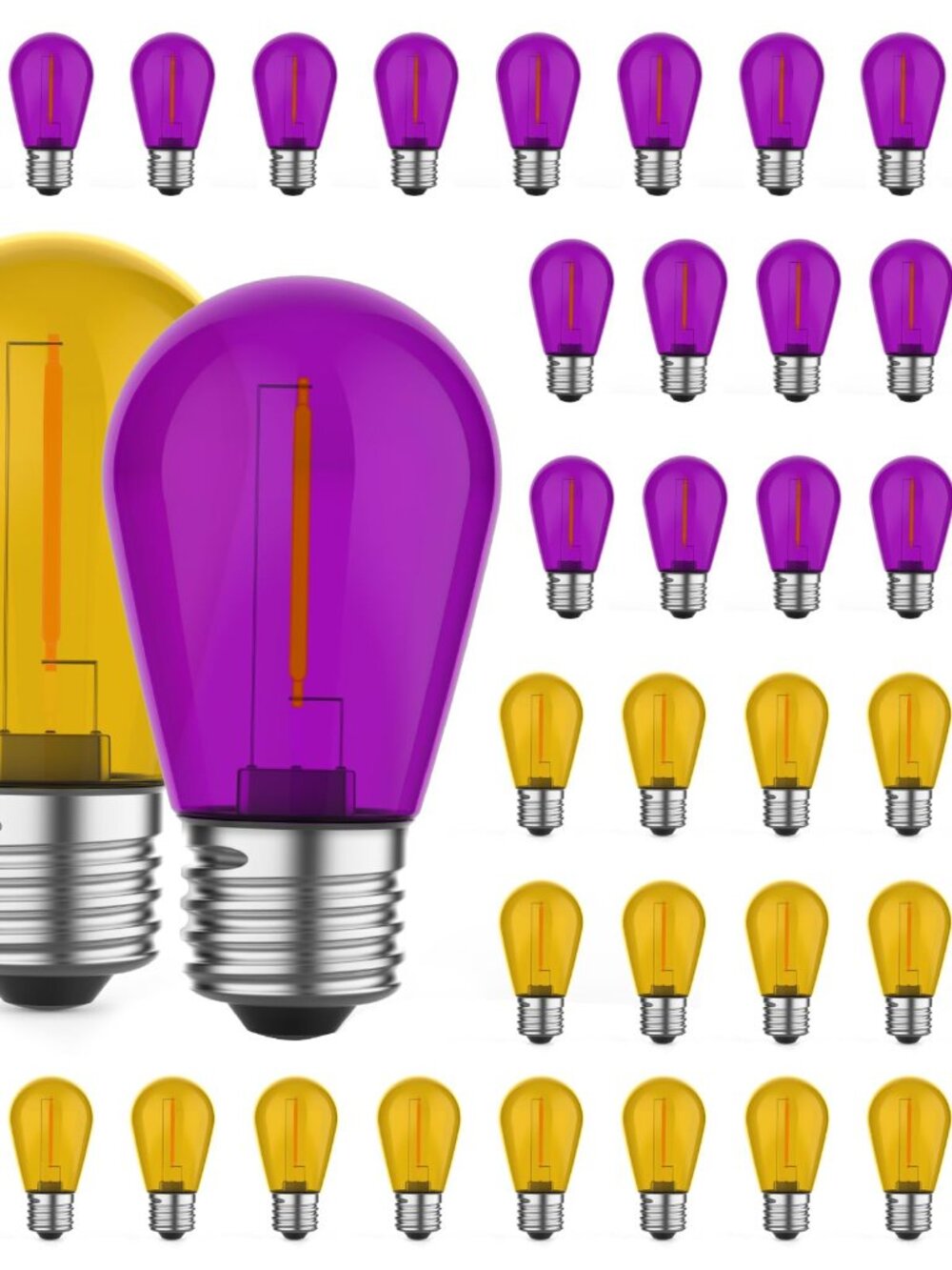 NEW GvvooHome 42 Pack S14 Colored LED Light Bulbs Shatterproof Plastic Outdoor